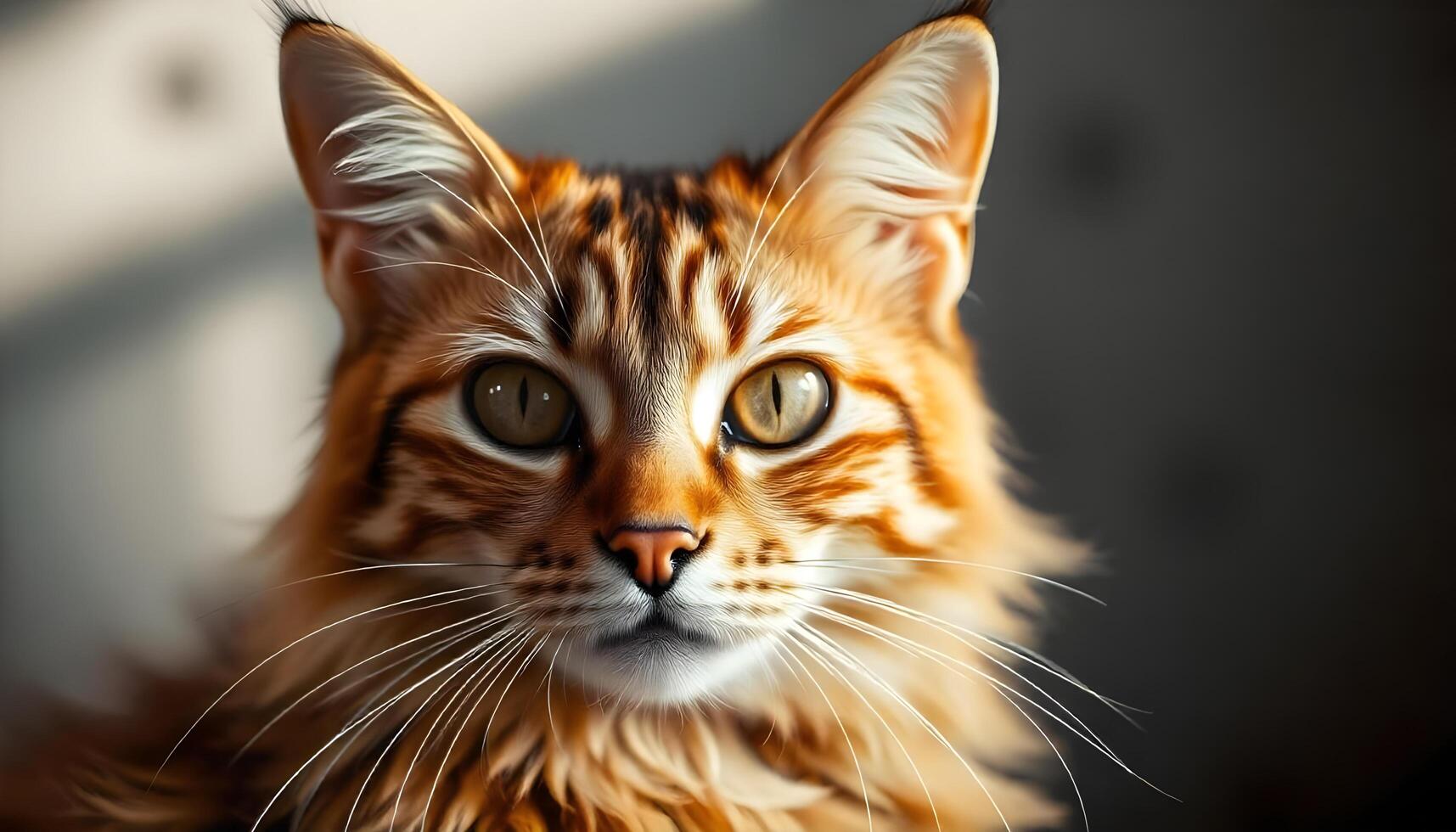 Portrait of a Somali cat with flowing coat, amber eyes, and serene atmosphere photo