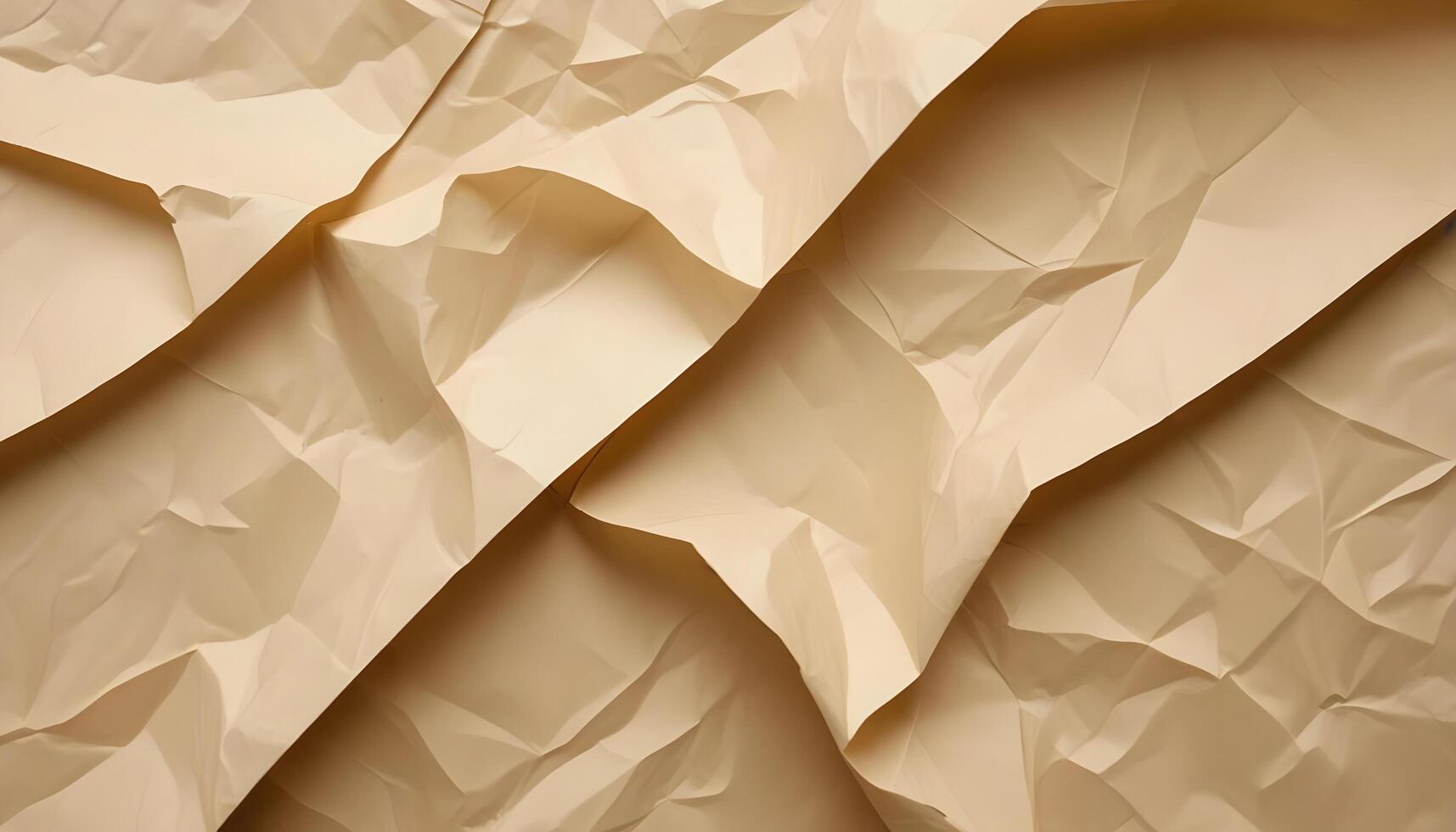 Heavily wrinkled beige paper with a distressed and aged look photo