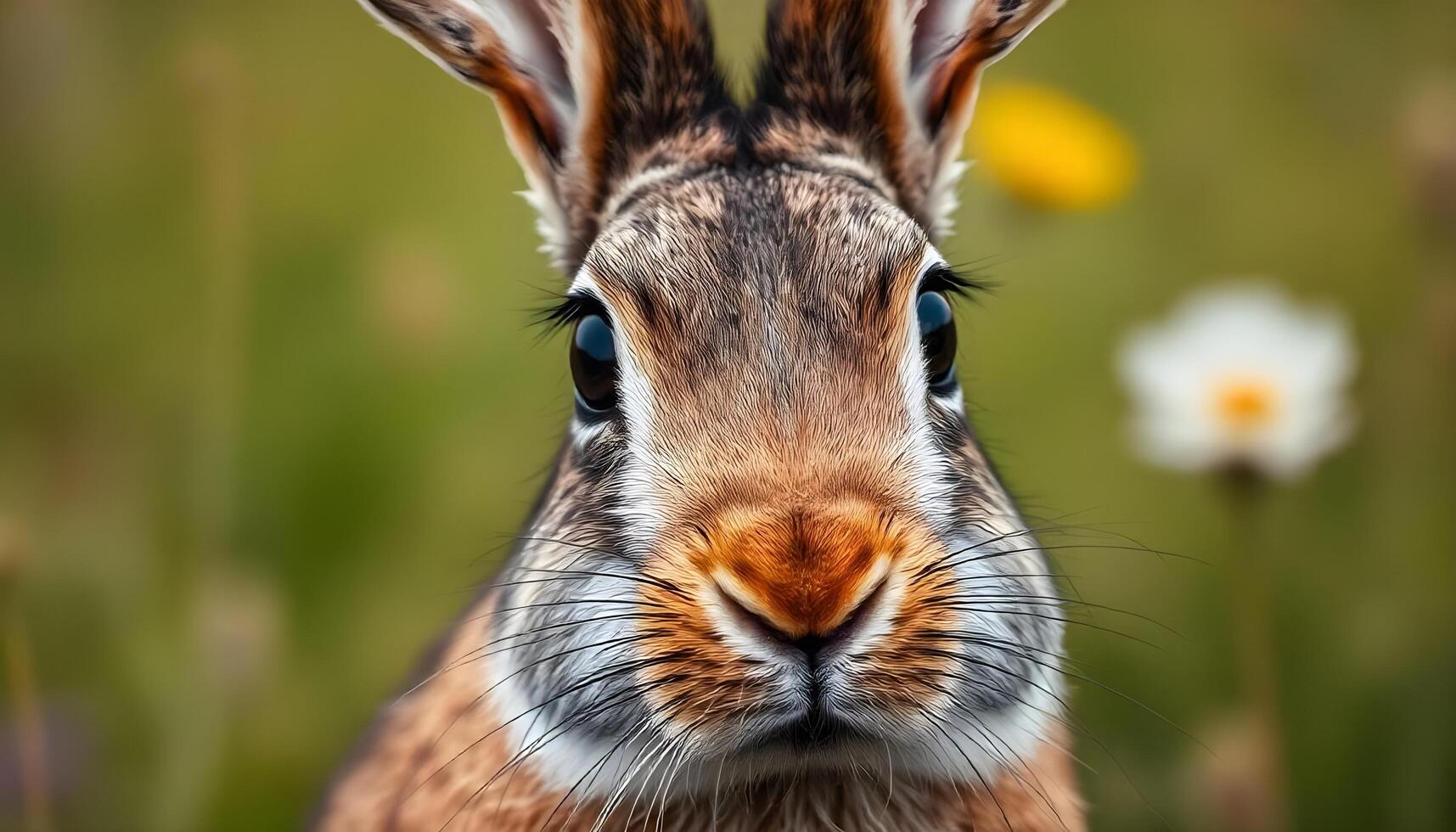 European hare with long ears and bright eyes captured in soft meadow light photo