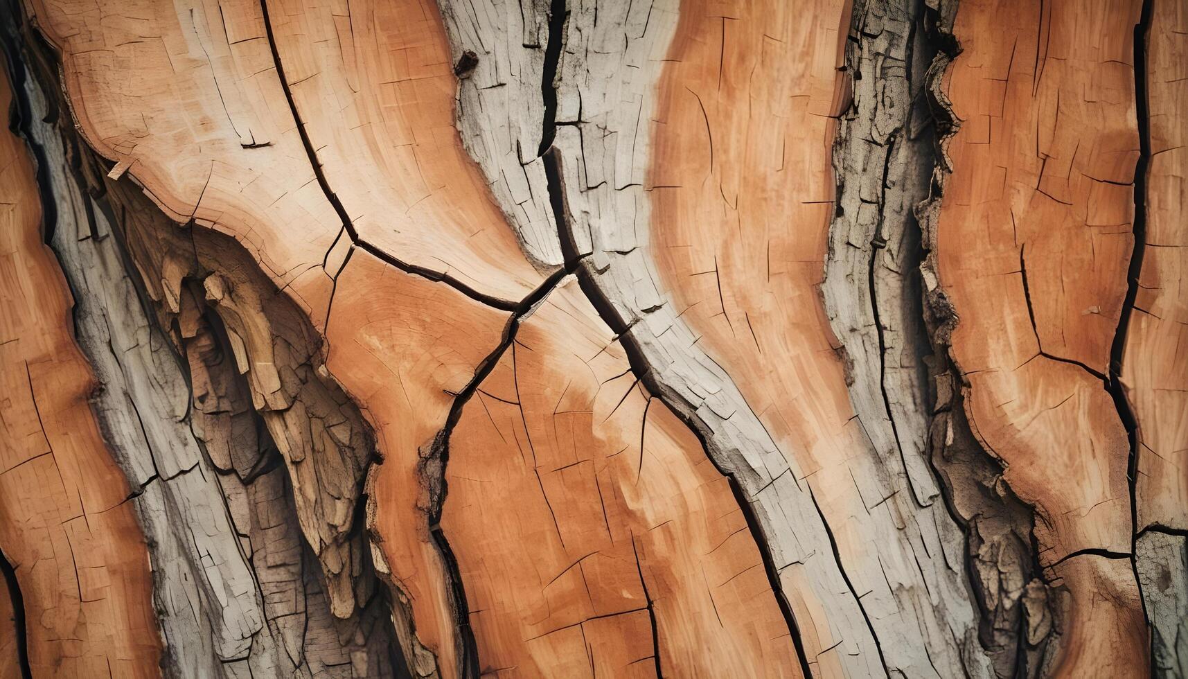 Close up of a tree trunk with some cracks photo