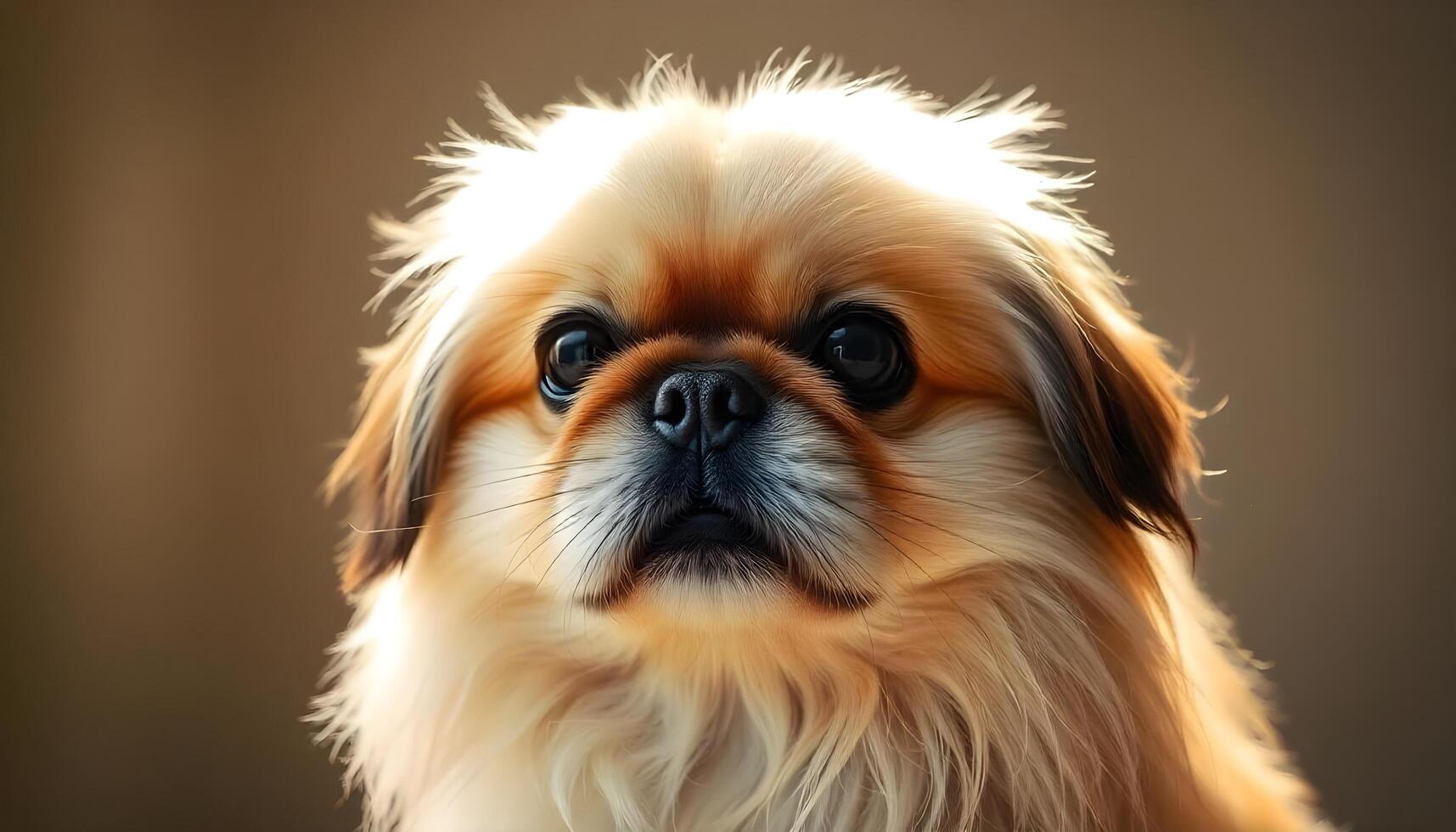 Portrait of a Pekingese in Natural Lighting, Highlighting Its Silky Coat photo