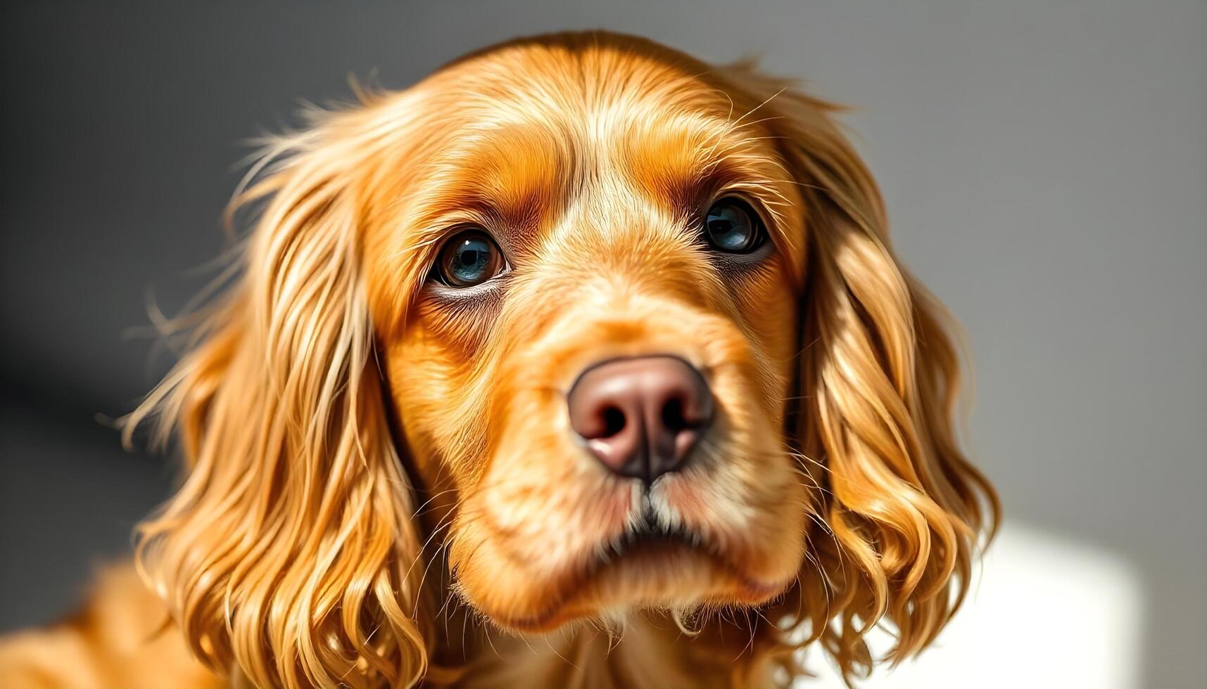 Cocker Spaniel with silky wavy coat and calm demeanor in soft outdoor shadows photo