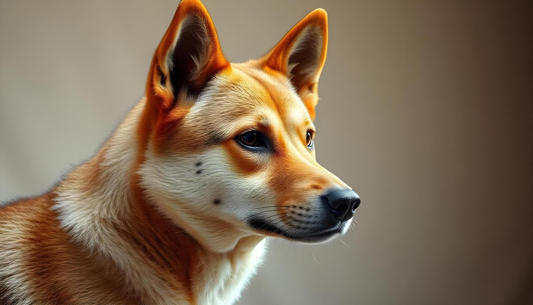 Korean Jindo Dog with Bright Eyes and Well Defined Coat Texture photo