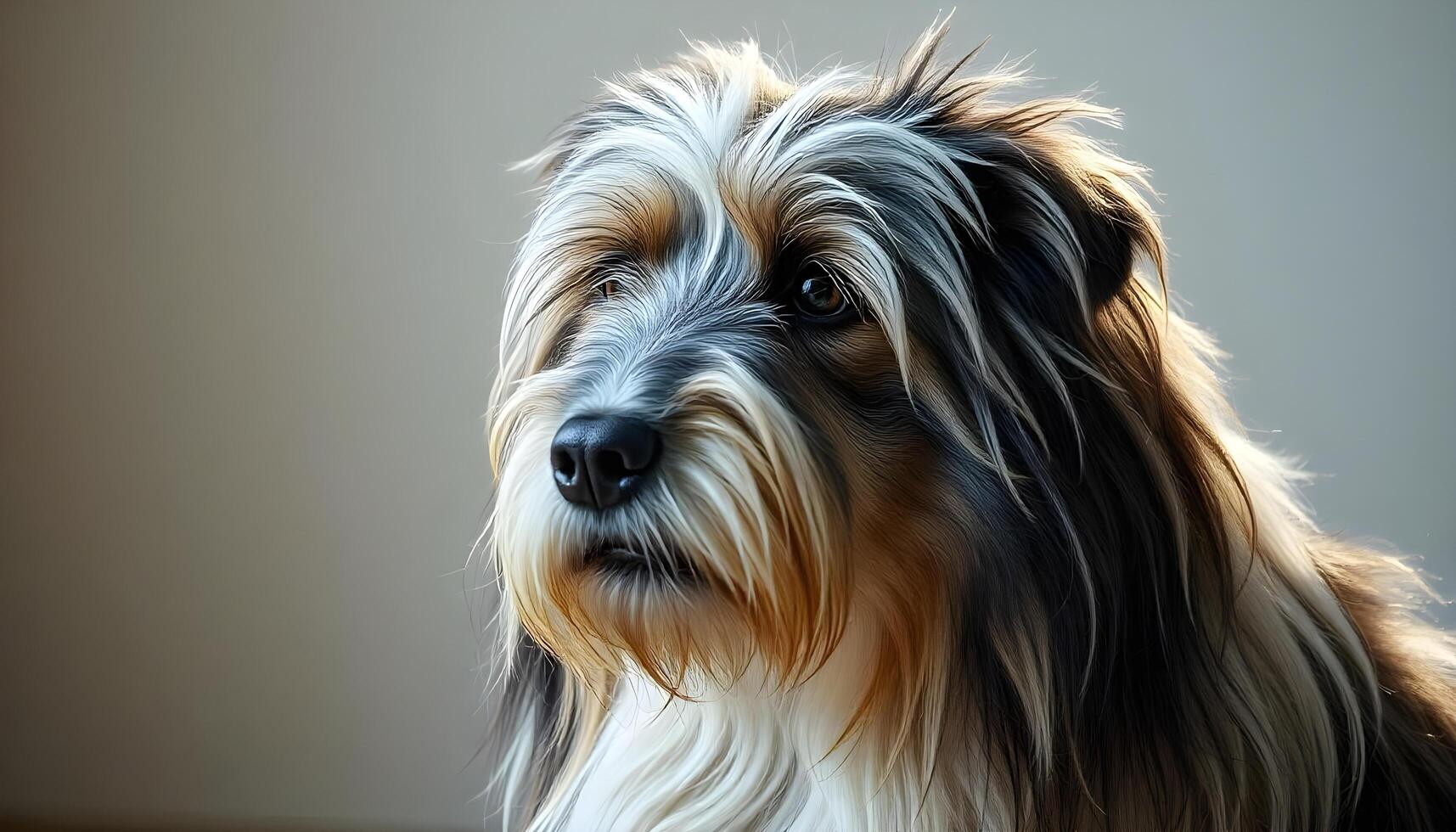Polish Lowland Sheepdog in Soft Lighting, Exuding Calm and Attentive Expression photo