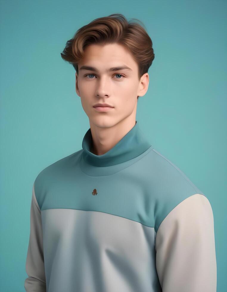 Confident Canadian man in a modern outfit looking directly at the camera with a poised stance photo