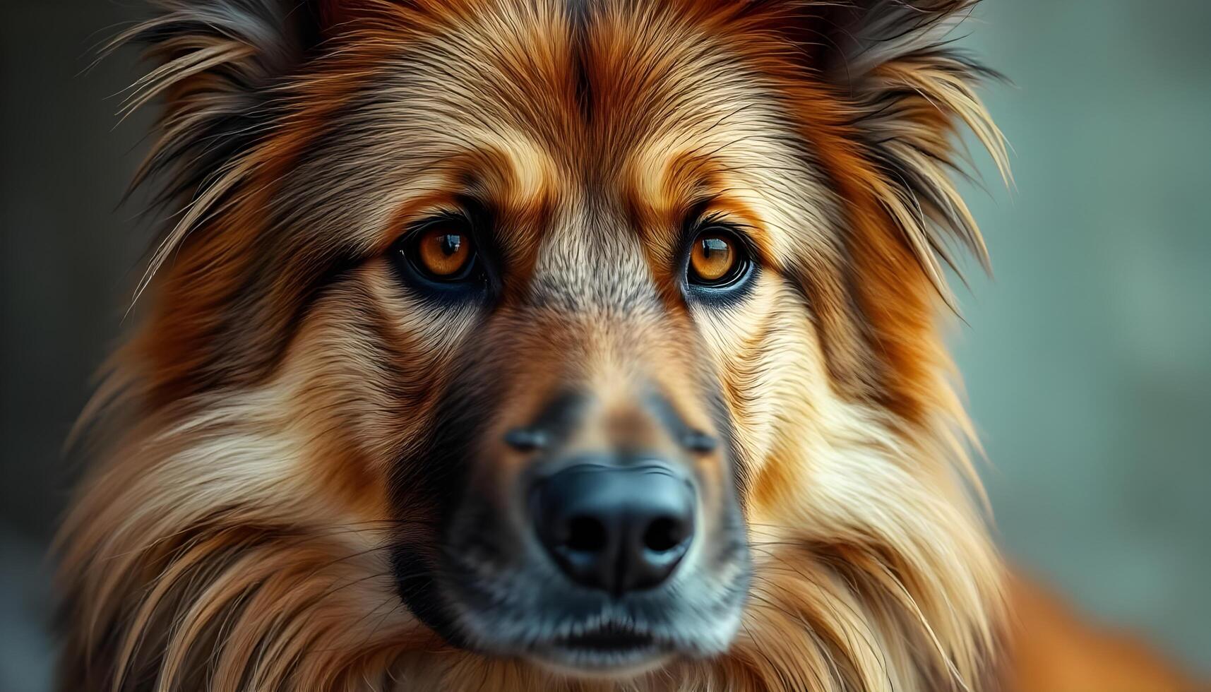 Tervuren with amber eyes and composed expression captured in neutral lighting photo