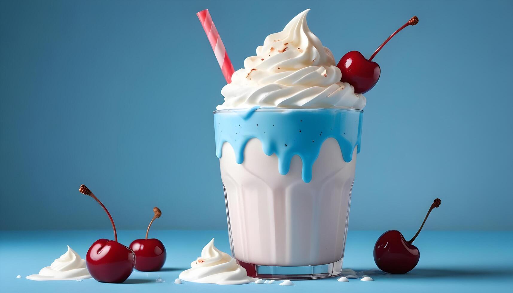 Milkshake indulgence with fluffy whipped cream and a cherry photo