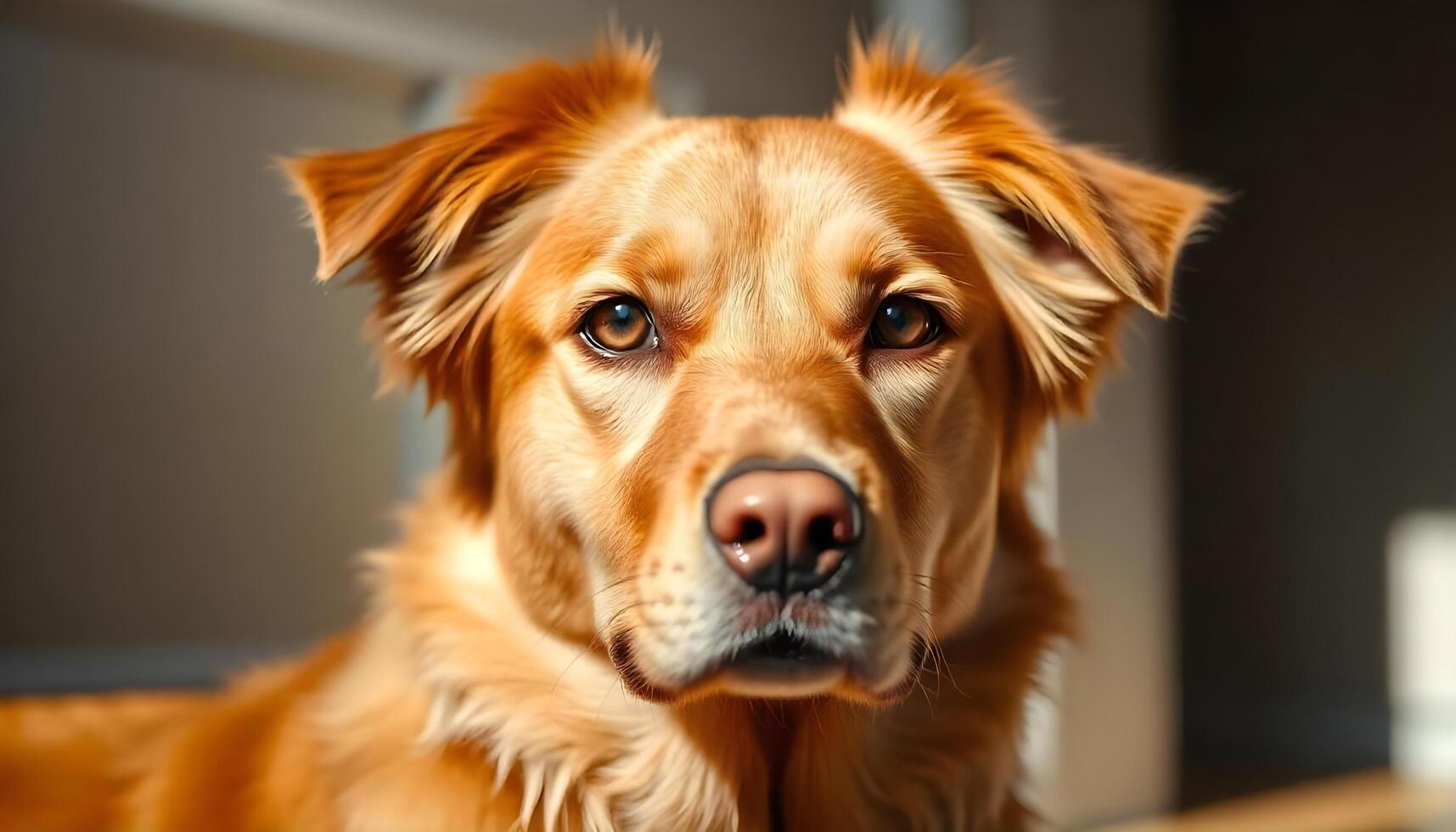 Nova Scotia Duck Tolling Retriever with bright eyes and textured coat in neutral lighting photo