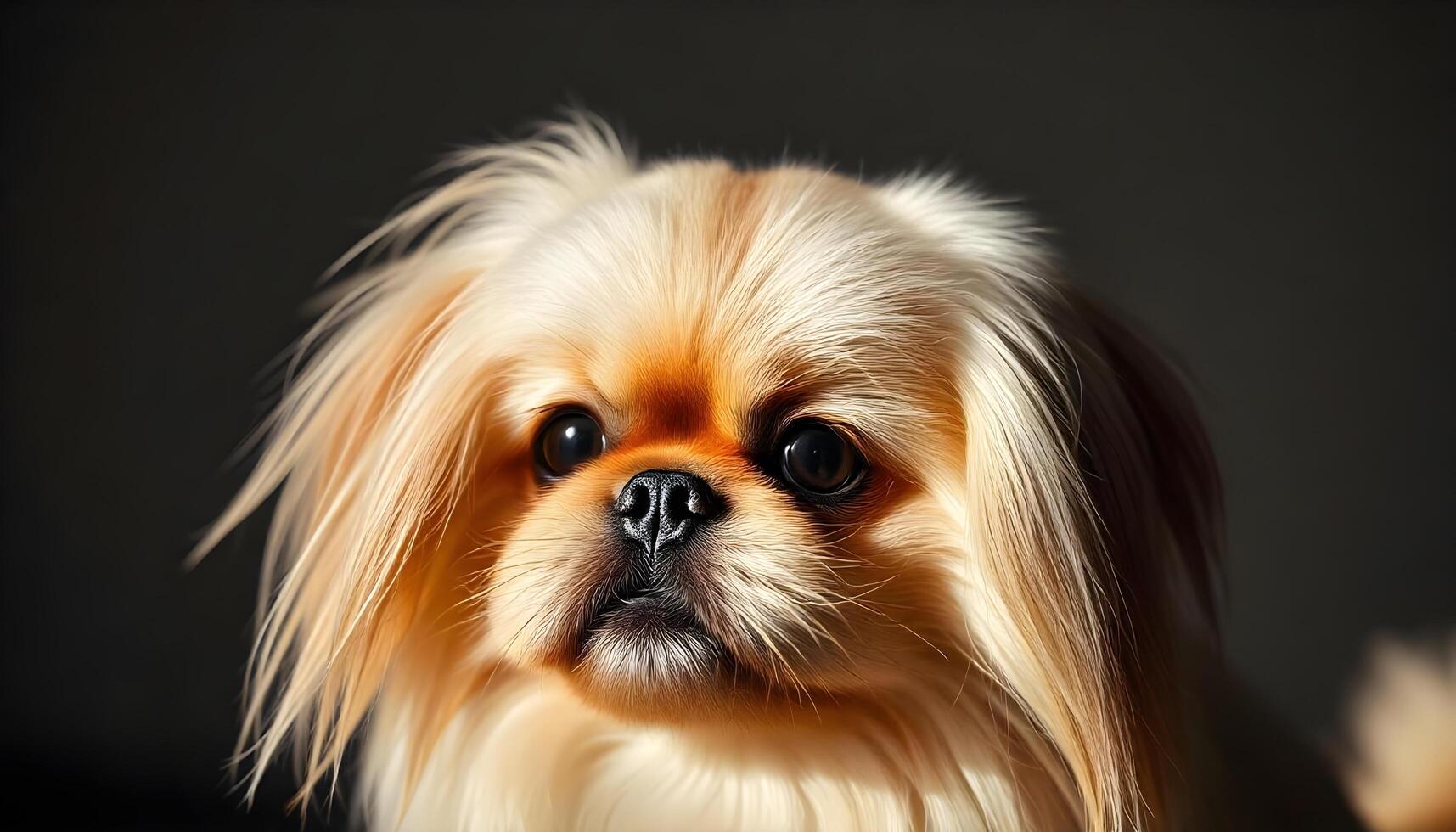 Serene Portrait of a Pekingese with Long Silky Coat and Calm Expression photo