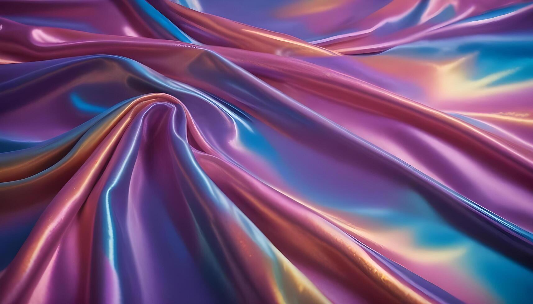 Smooth iridescent fabric texture with vibrant color changes photo