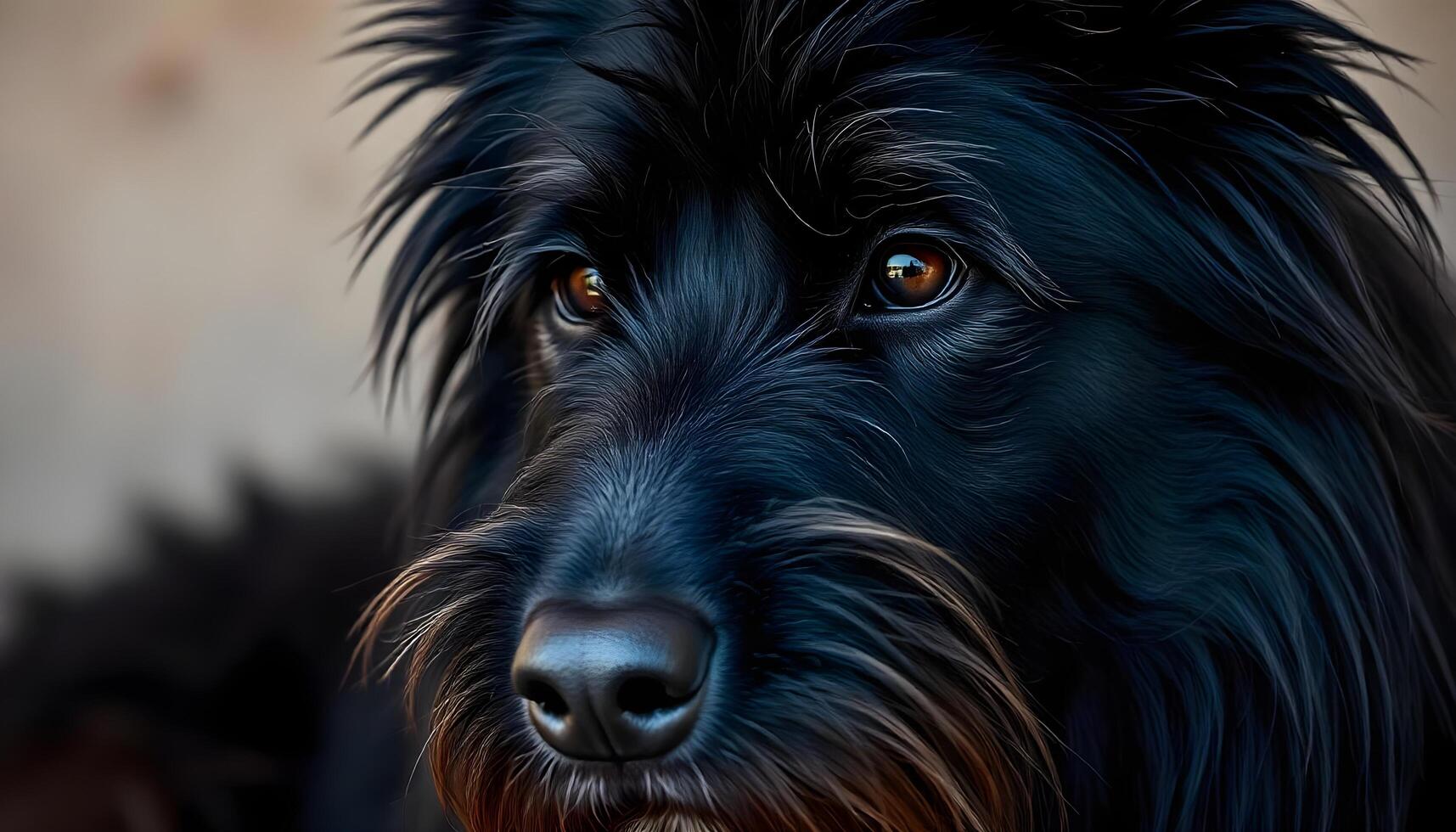 Strobel dog close up, highlighting its expressive eyes and distinct facial markings photo
