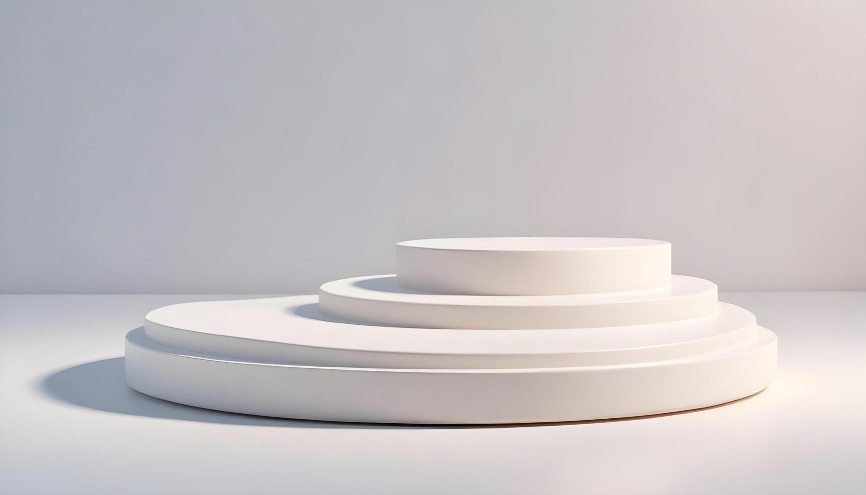 Smooth white ceramic platform with a minimalist aesthetic for product presentation photo