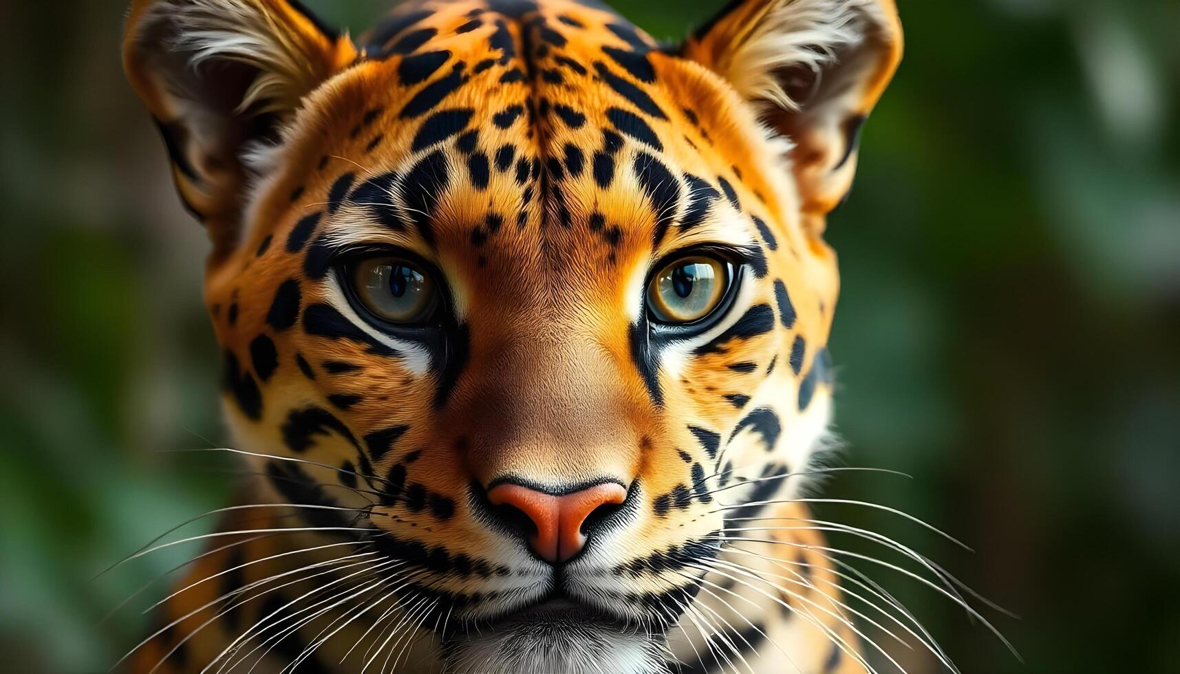 Extreme close up of a female clouded leopard with sharp focus on her eyes and markings photo