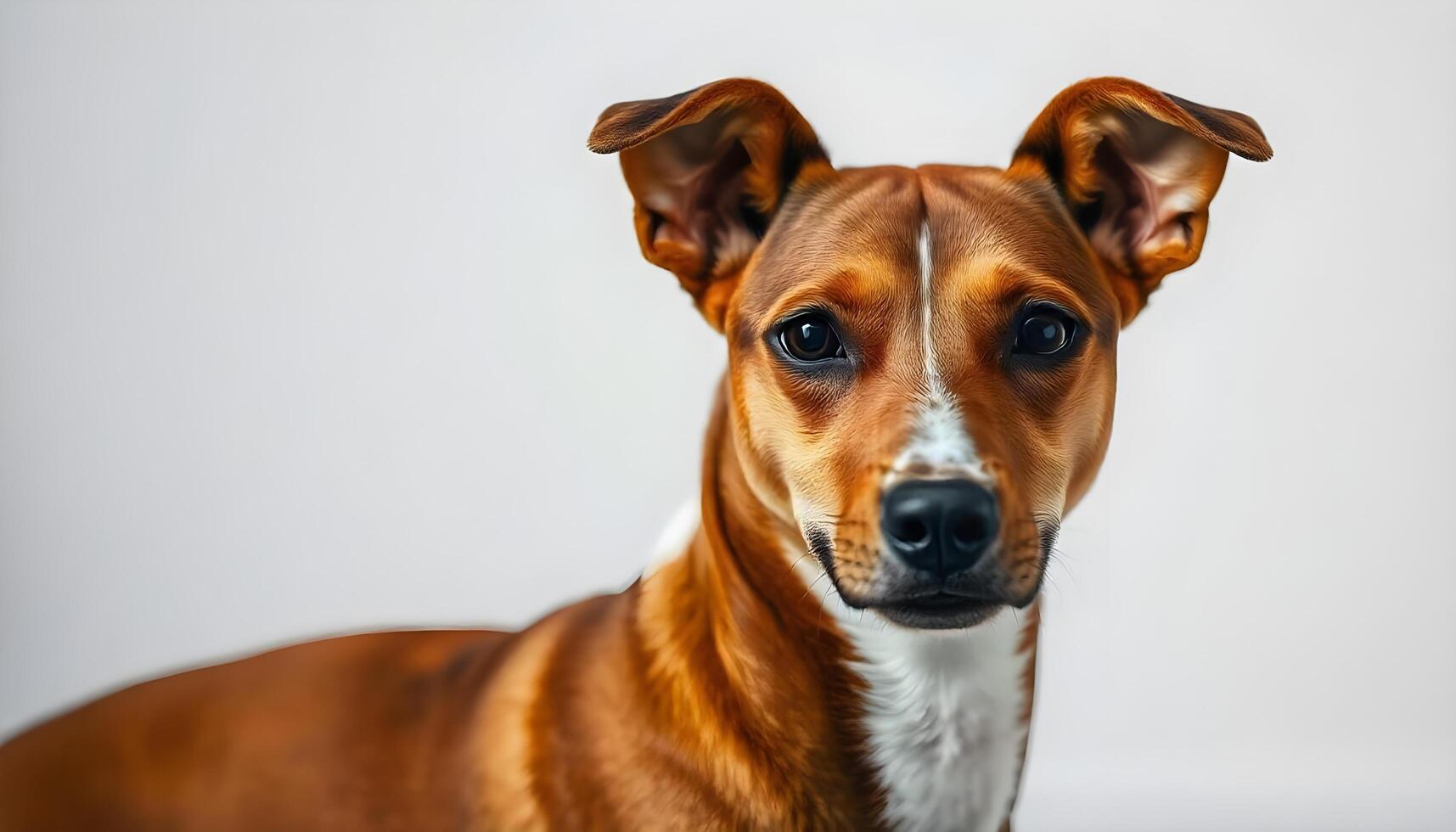 Intimate portrait of Basenji dog showcasing its sharp features and keen expression photo
