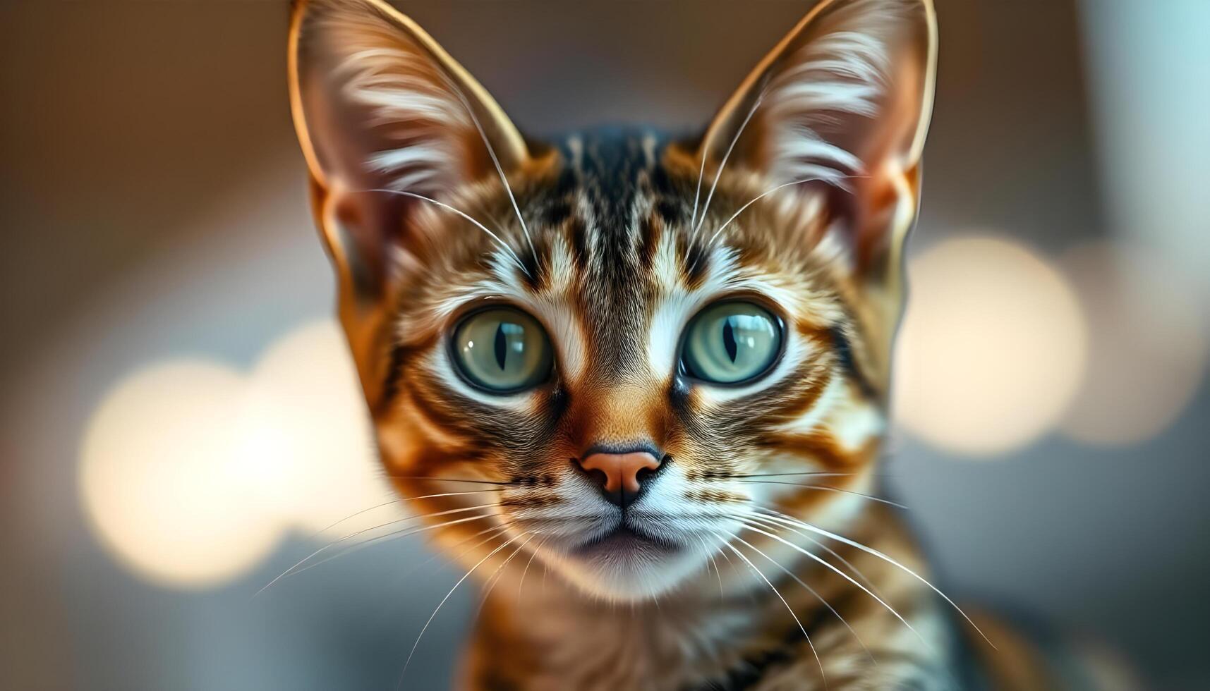 Burmese Cat with Deep Yellow Eyes and Sleek Fur, Head Slightly Turned, with Soft Light Accentuating Details photo