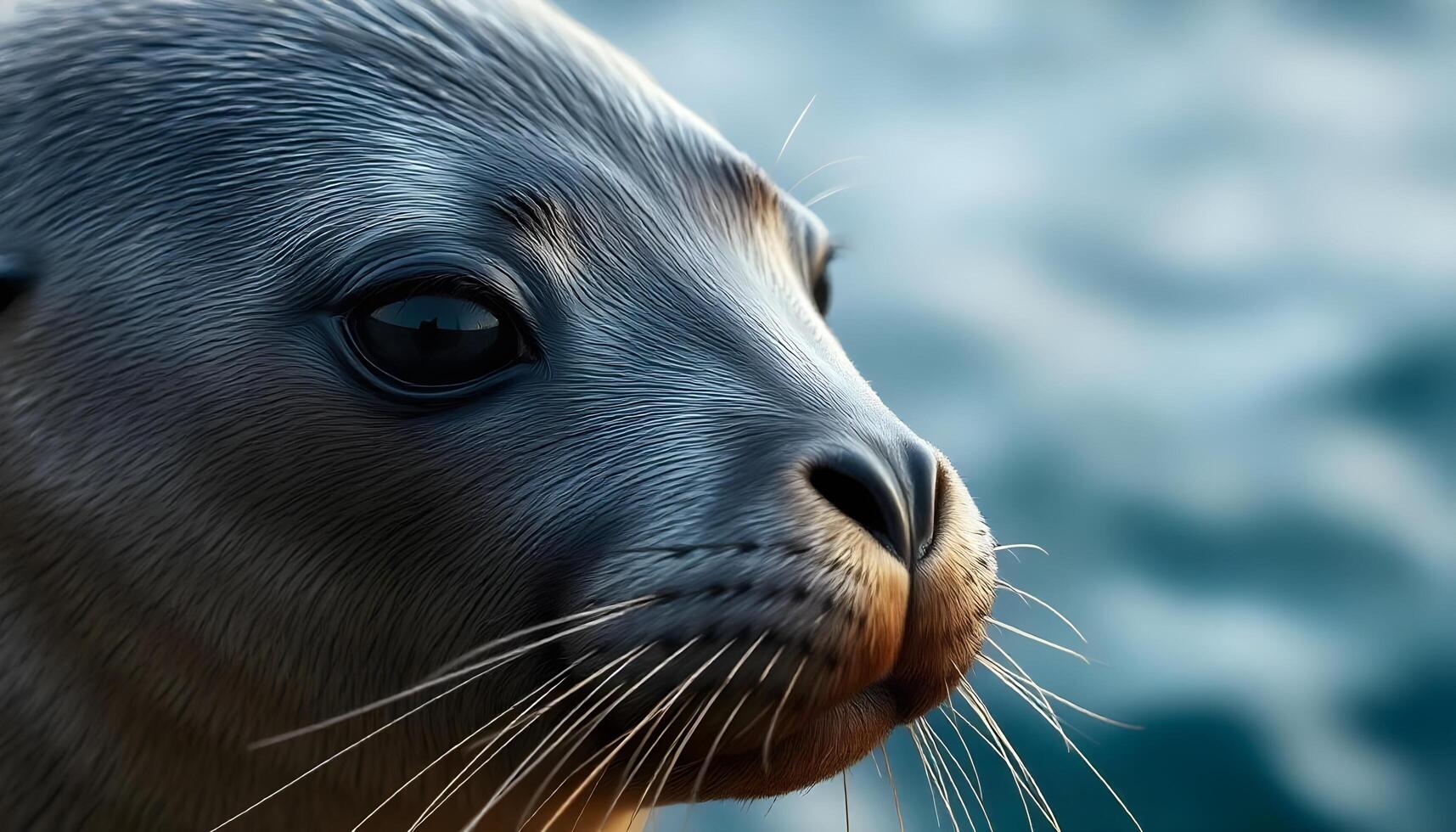 Close up of a Female Seal with Smooth Wet Fur and Bright Eyes photo