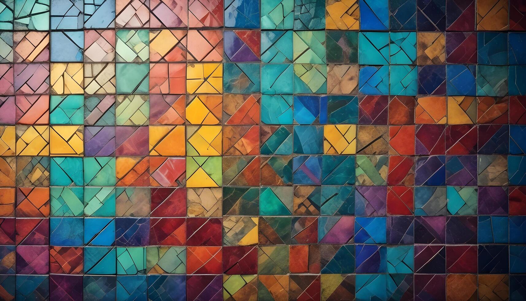 Intricate tile mosaic with vibrant and artistic patterns photo