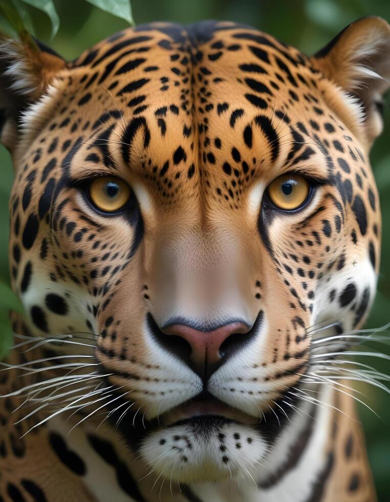 Intense male jaguar with sharp rosette markings, photo