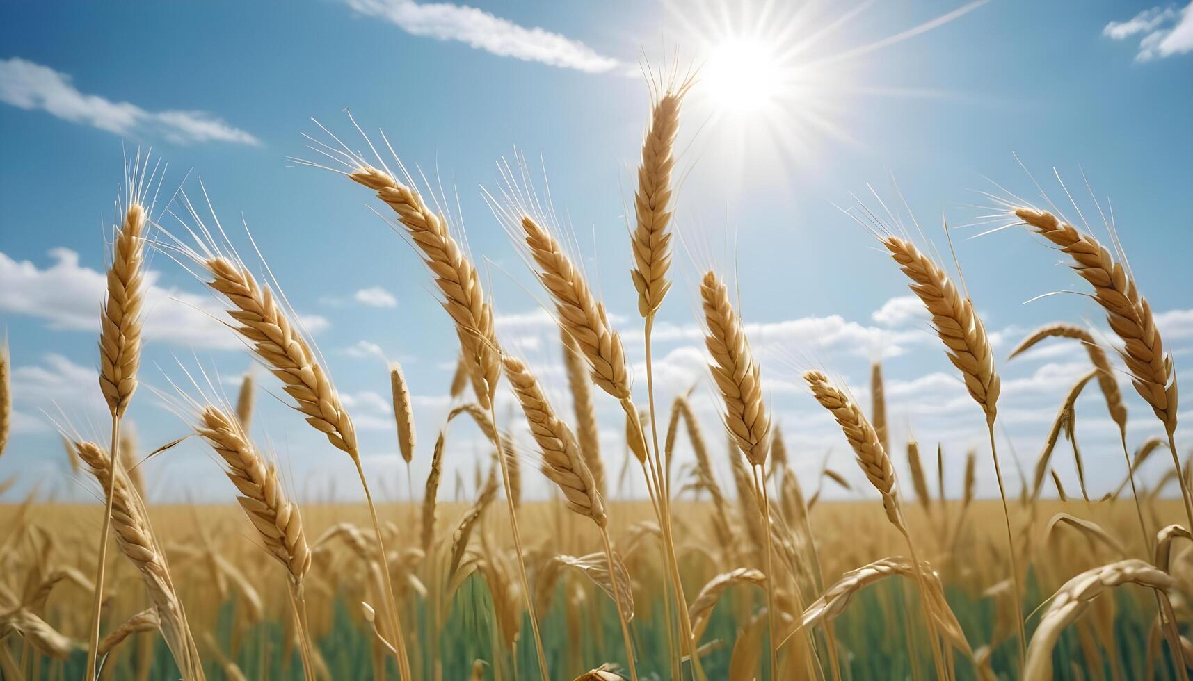 Golden waves of wheat moving under the expansive sky photo