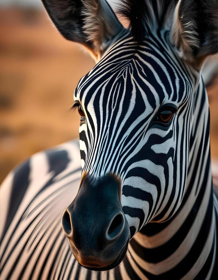 Detailed Close up of a Female Zebra with Expressive Eyes and Bold Stripes photo
