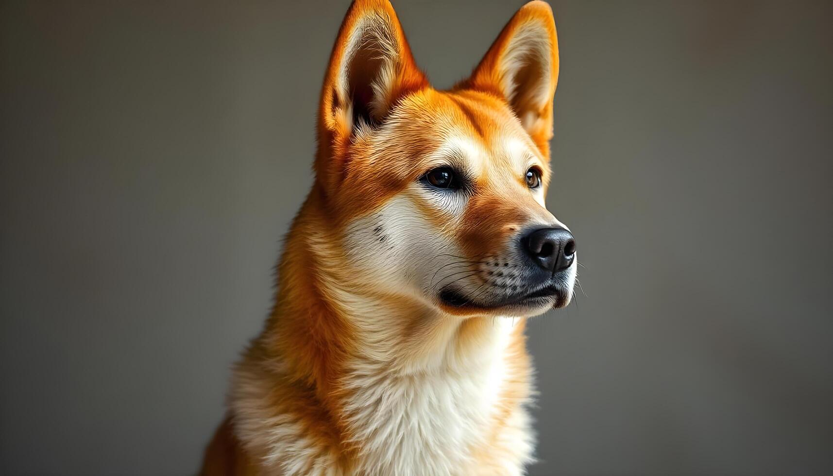 Calm and Focused Korean Jindo Dog in Neutral Blurred Background photo