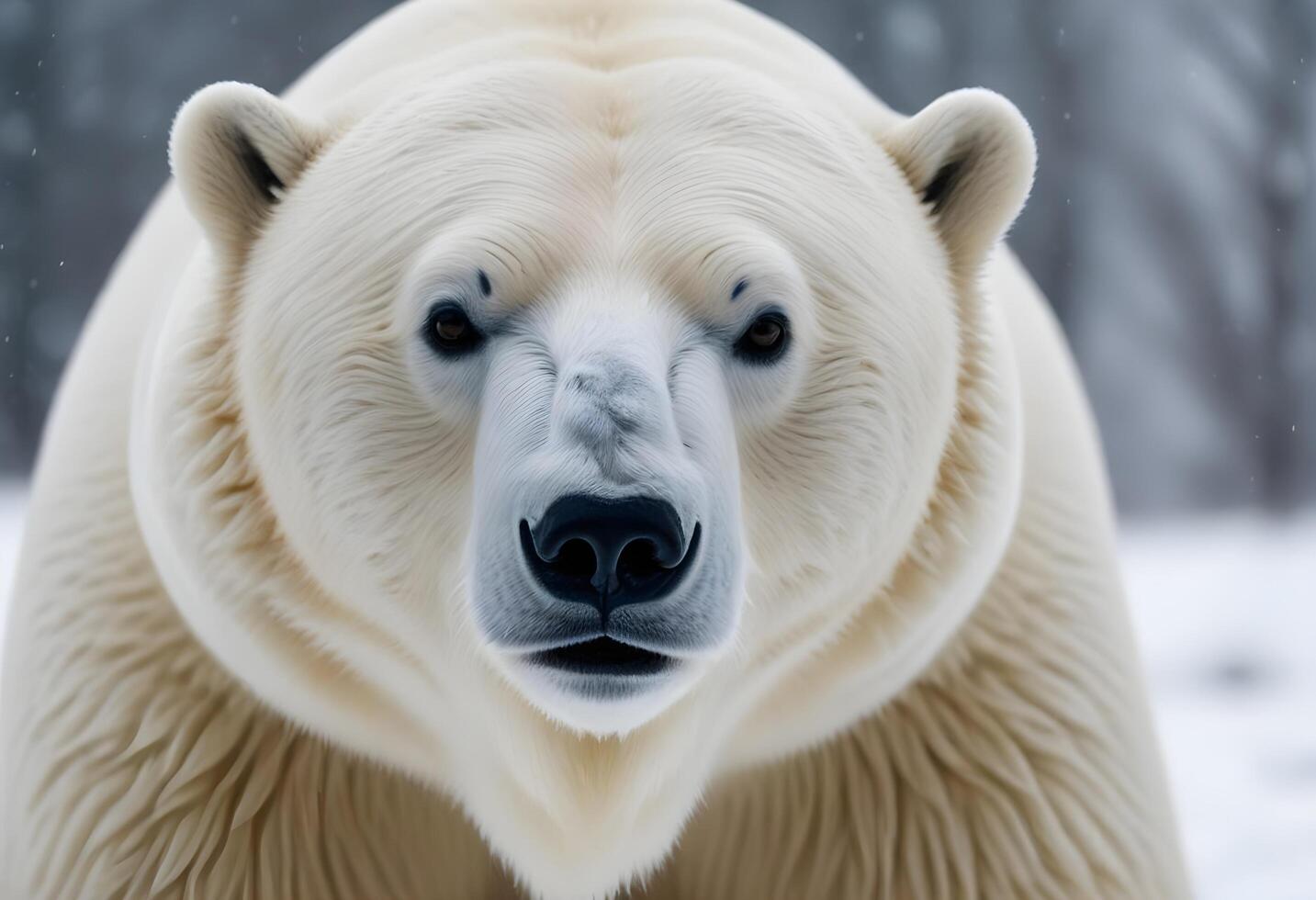 Close Up of Male Polar Bear with Wet Nose and Intense Gaze photo