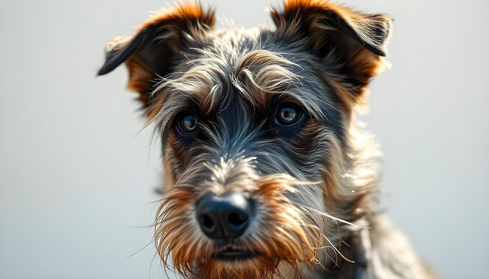 Close up of Styrian Coarse haired Hound with focused gaze and relaxed expression photo