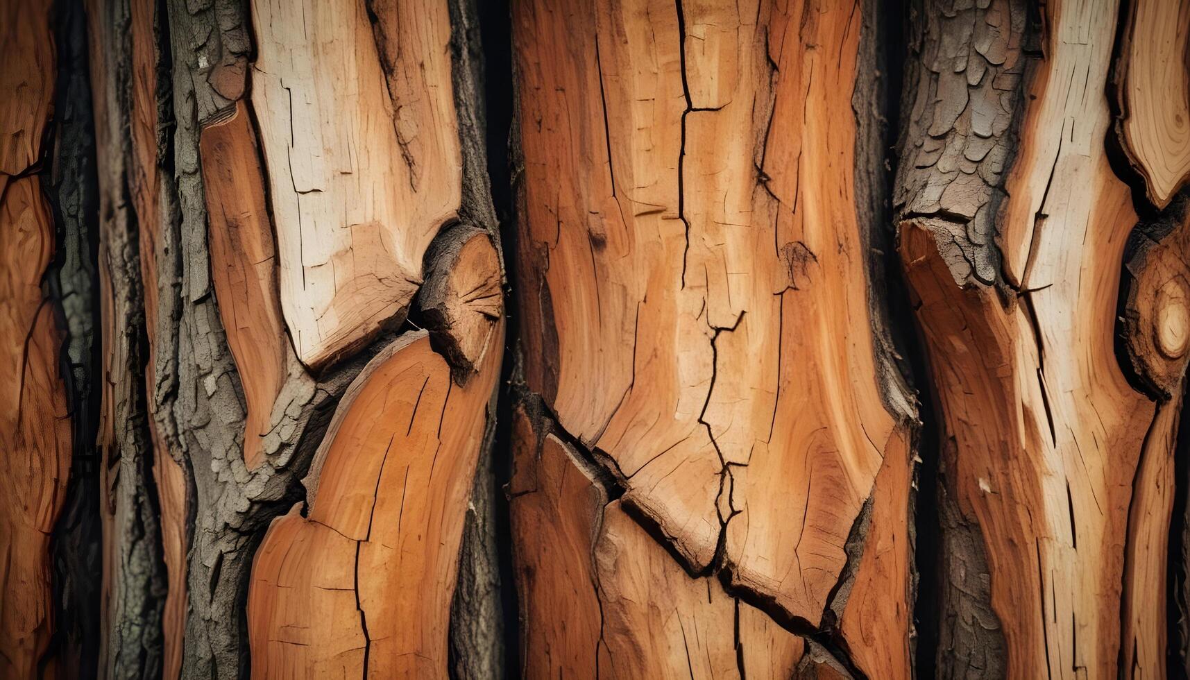 Close up of a tree trunk with some cracks photo
