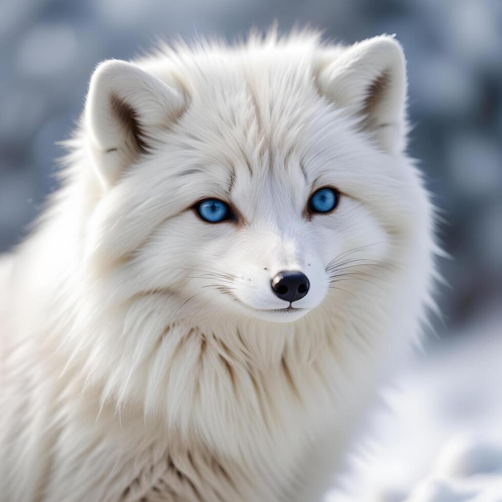 Close up of a Female Arctic Fox with Fluffy Winter Coat and Keen Gaze photo