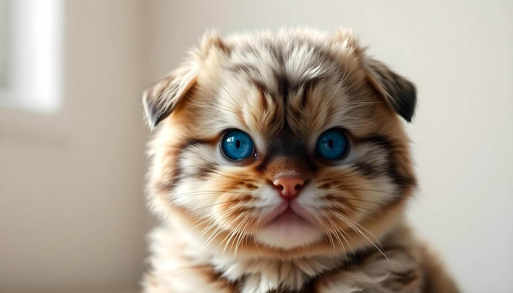 Scottish Fold with Folded Ears and Focused Gaze photo
