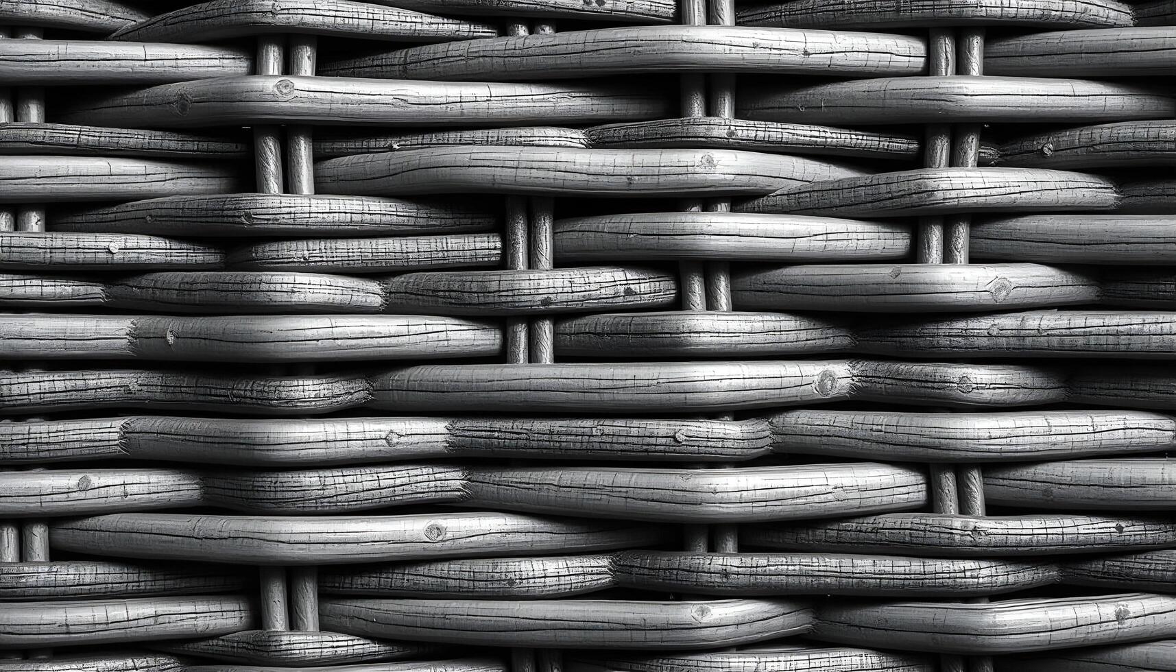 Wicker texture background in a monochromatic scheme of grey tones with high contrast between the lighter and darker areas of the weave photo