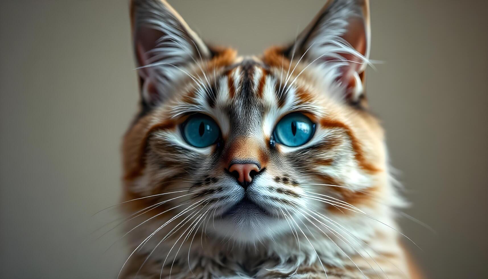 Turkish Kangal cat with blue eyes and fluffy coat in soft natural light photo