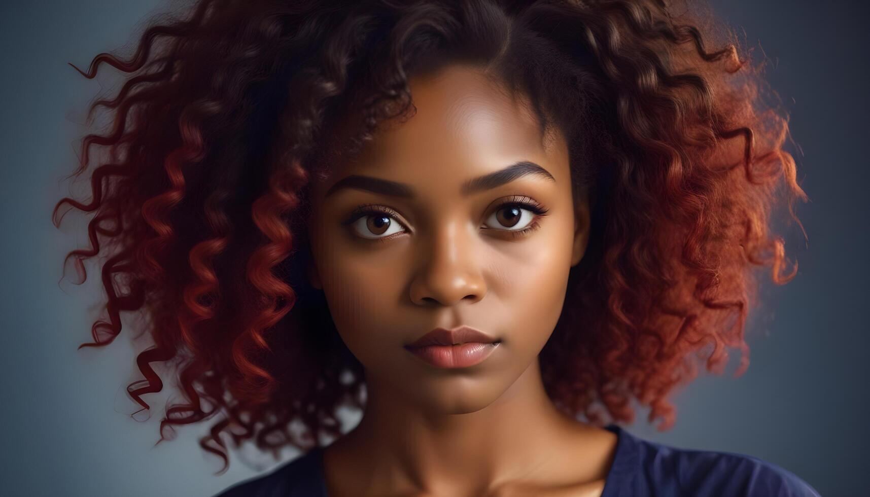 Graceful Nigerian Girl with Lush Curls and Confident Expression photo