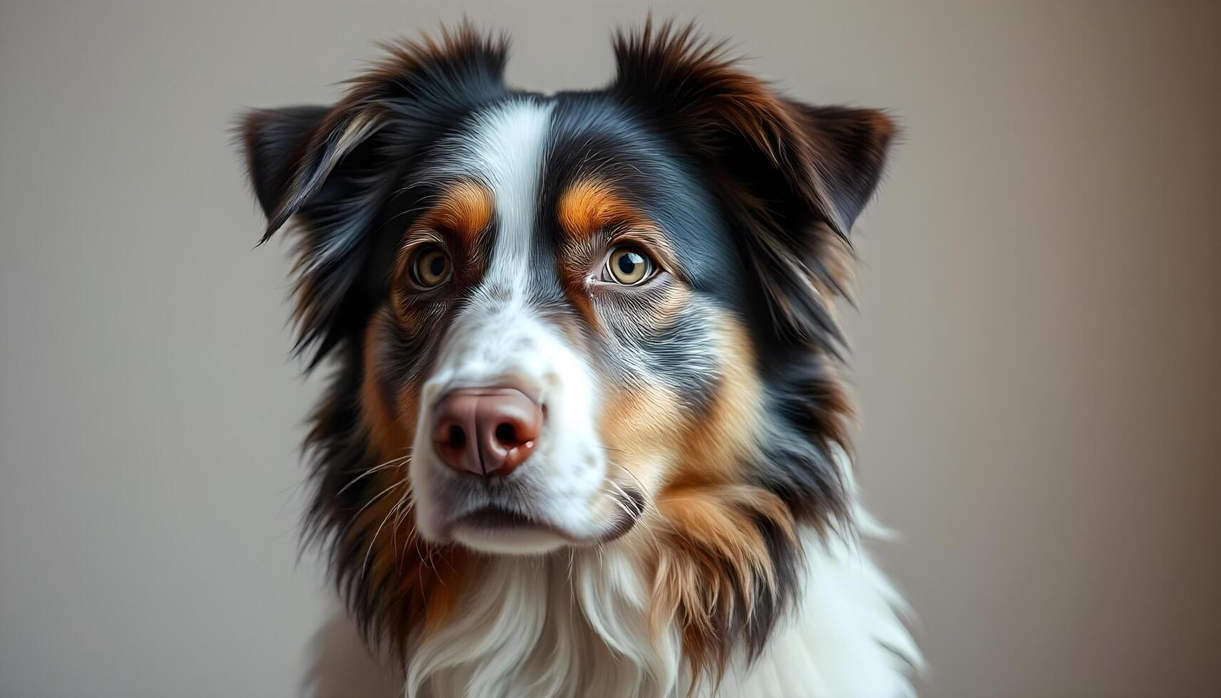 Portrait of an Australian Shepherd with Calm Demeanor and Merle Pattern photo