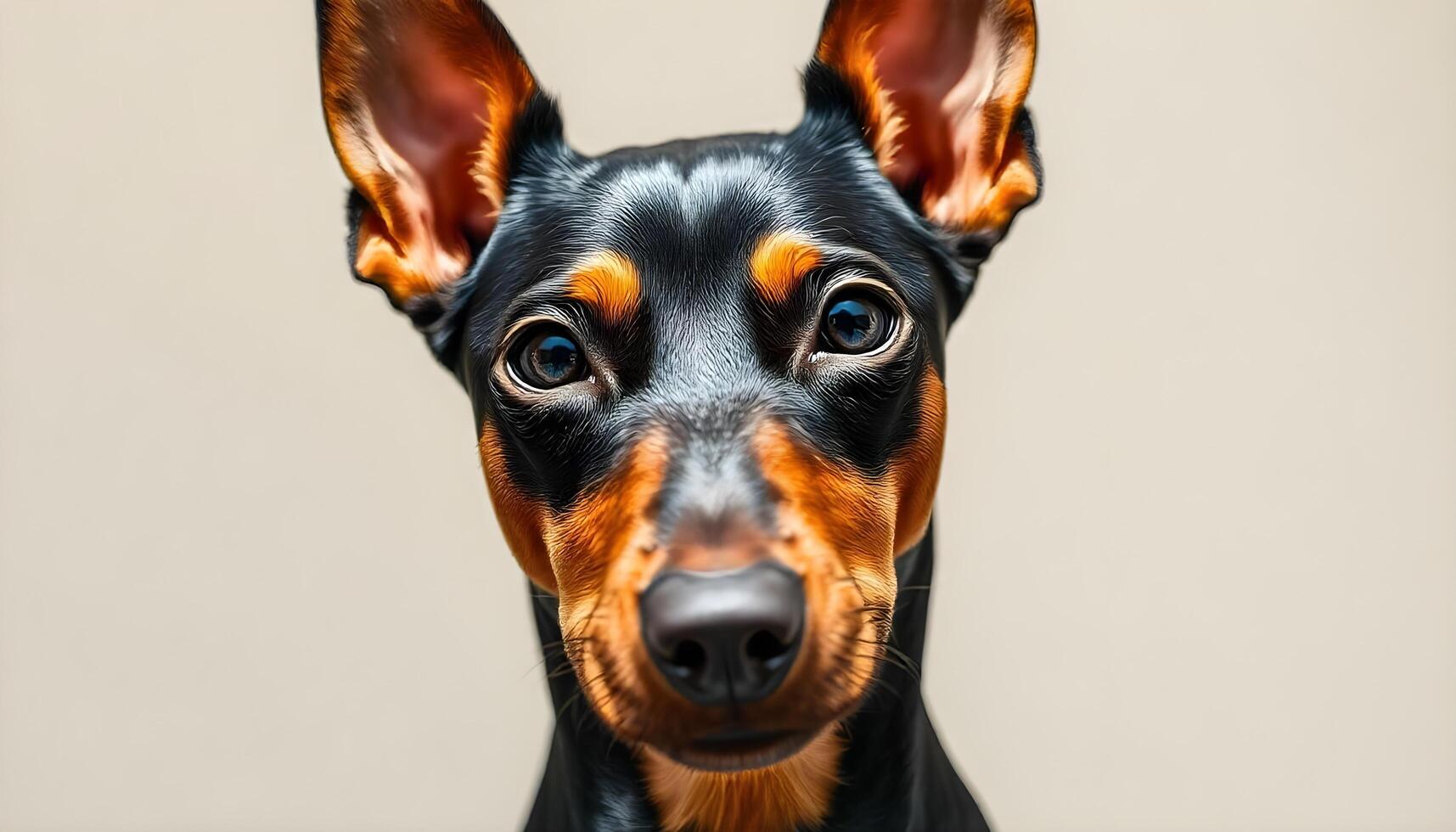 Austrian Pinscher with short coat and calm demeanor in neutral blurred background photo