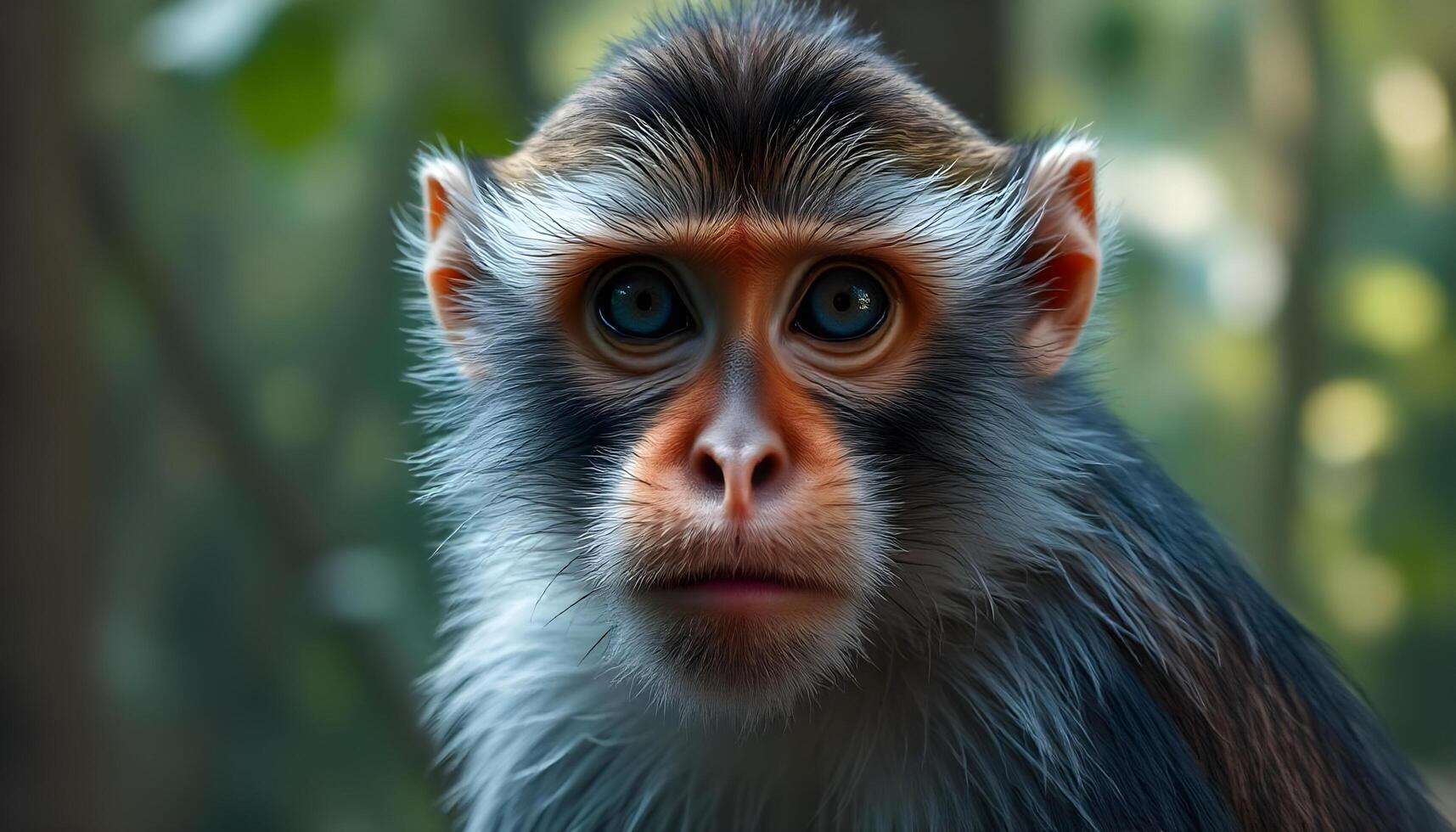 Male Monkey with Expressive Face and Fine Fur in Forest Setting photo