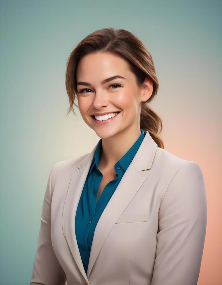 Confident young American woman dressed in business attire photo