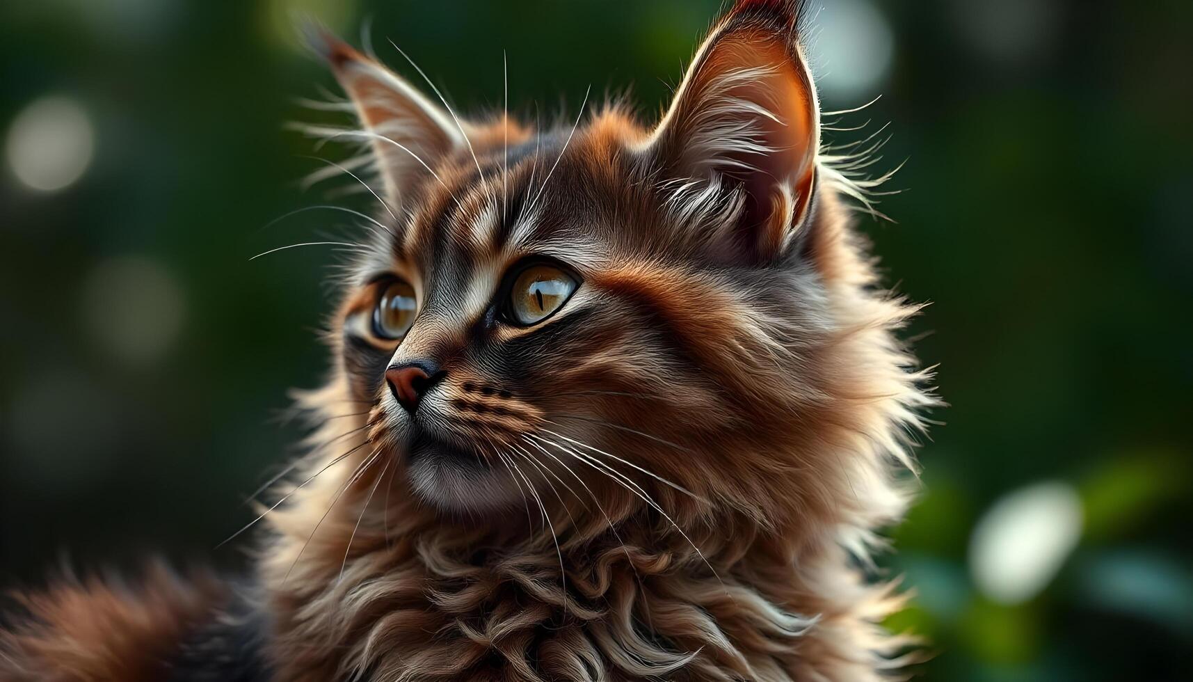 Wavy haired LaPerm feline golden eyes relaxed expression smooth lighting neutral soft backdrop photo