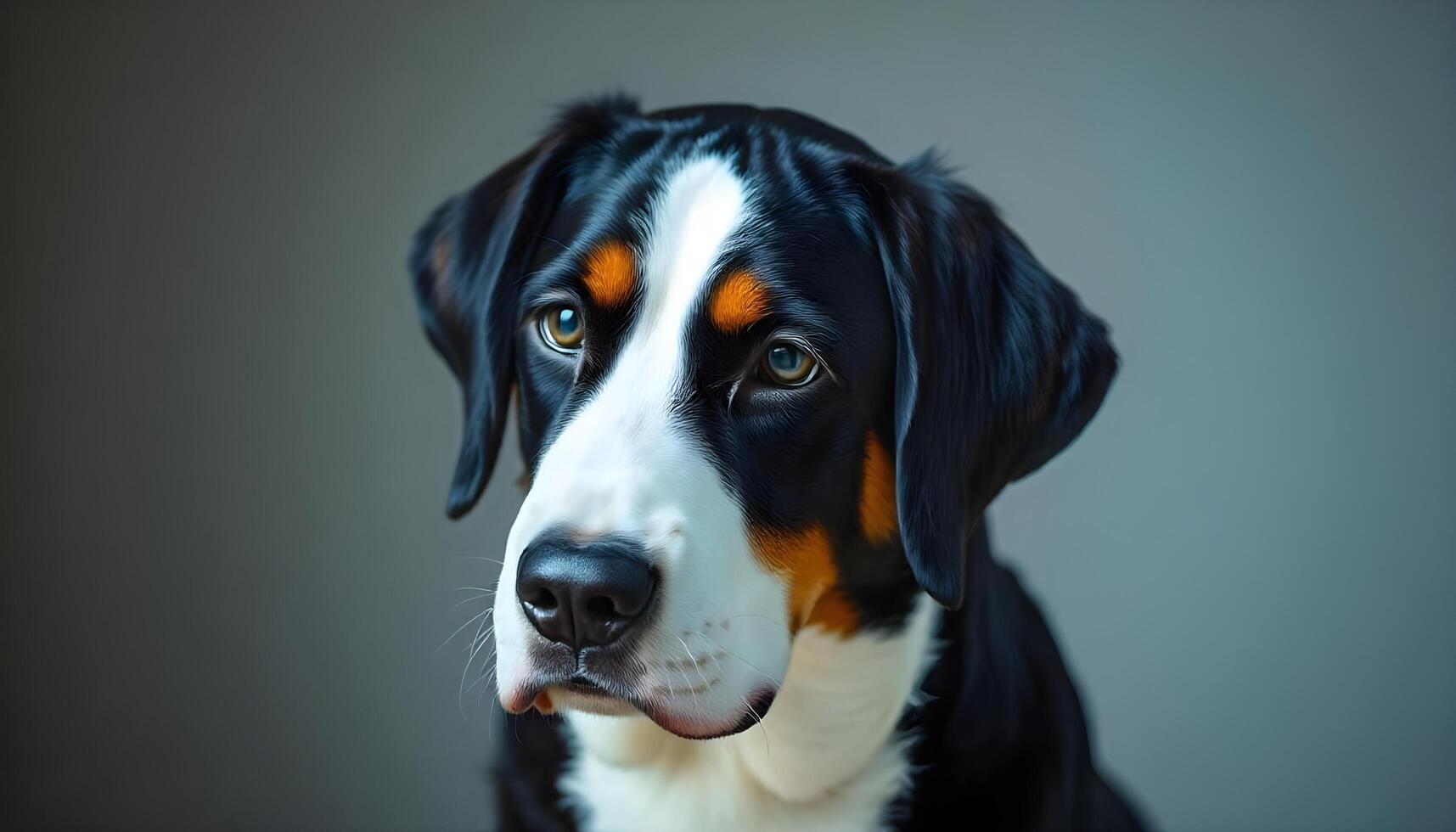 Calm Greater Swiss Mountain Dog with Natural Lighting Highlighting Fur Texture photo