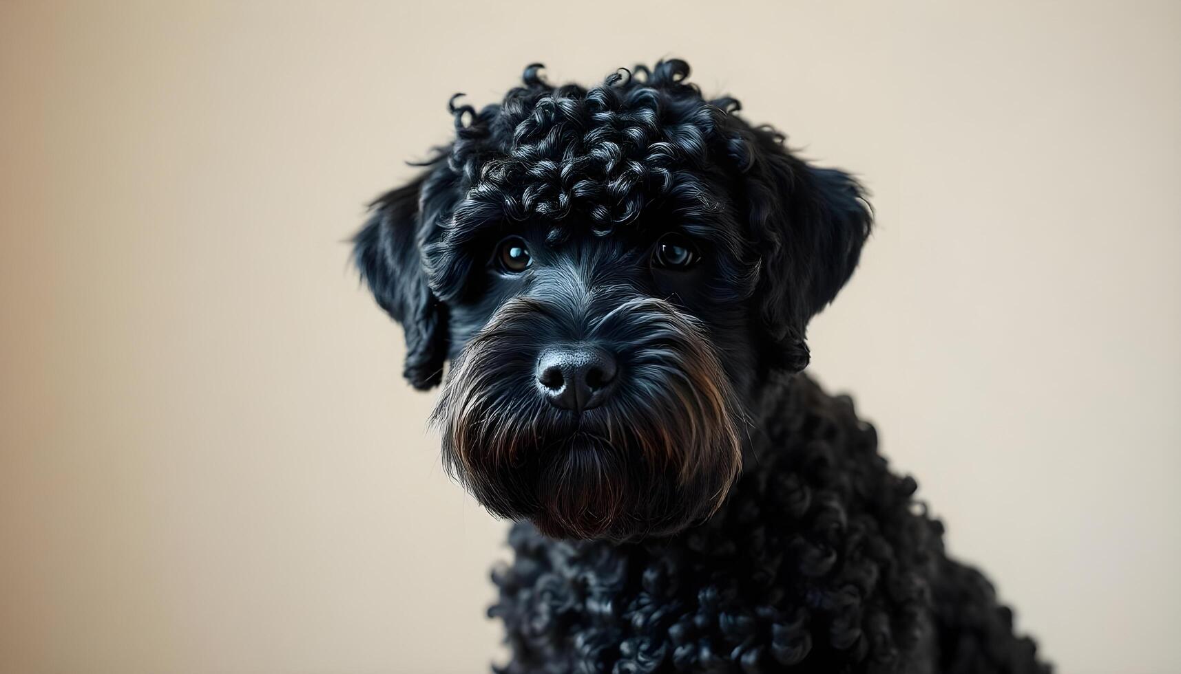 Confident Portuguese Water Dog with Calm Expression and Soft Lighting photo
