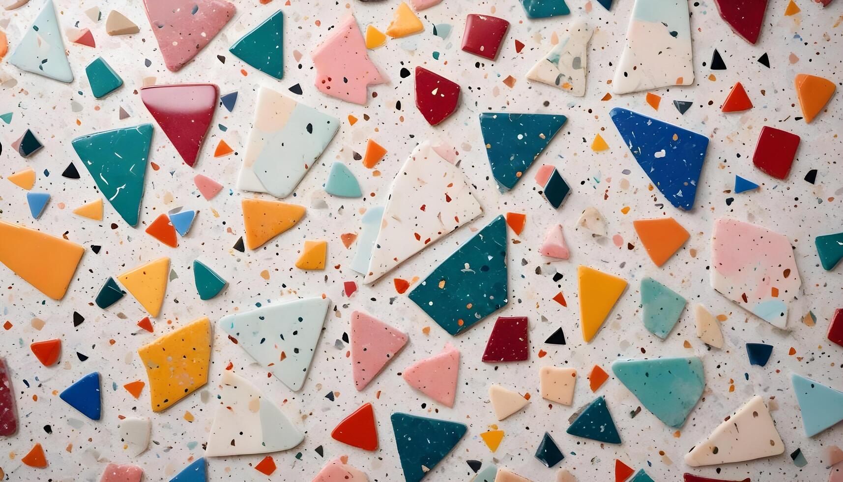 Colorful terrazzo texture with varied stone fragments, offering a dynamic and playful design for modern aesthetics photo