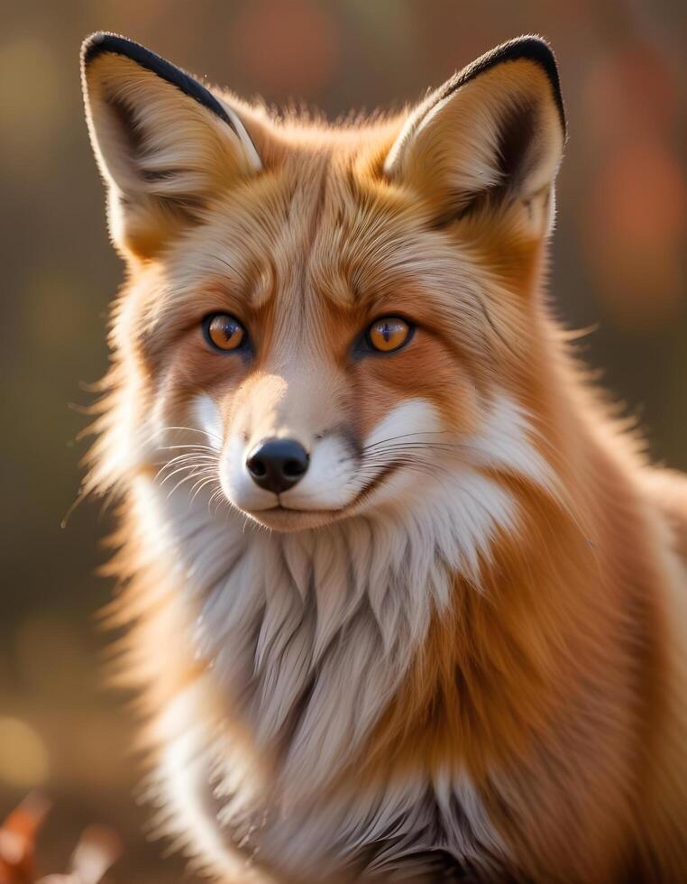 Male Red Fox with Alert Expression and Bushy Coat in Autumn Scene photo