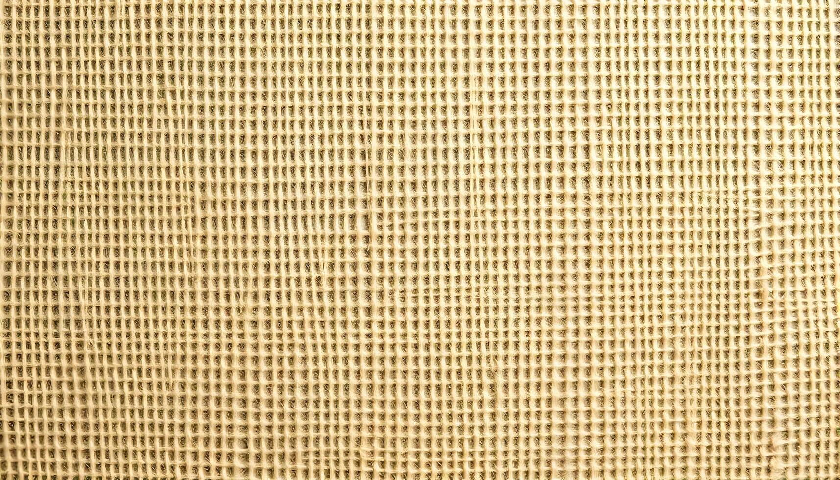 Woven fabric or mesh with a uniform grid pattern, made of light colored threads with small square openings photo