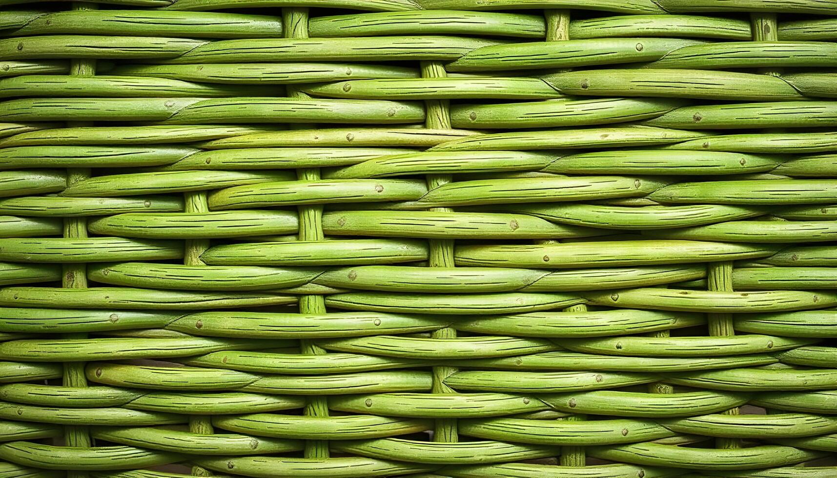 Wicker texture background in a vibrant green hue resembling a fresh garden aesthetic with a soft focus to create a serene atmosphere photo
