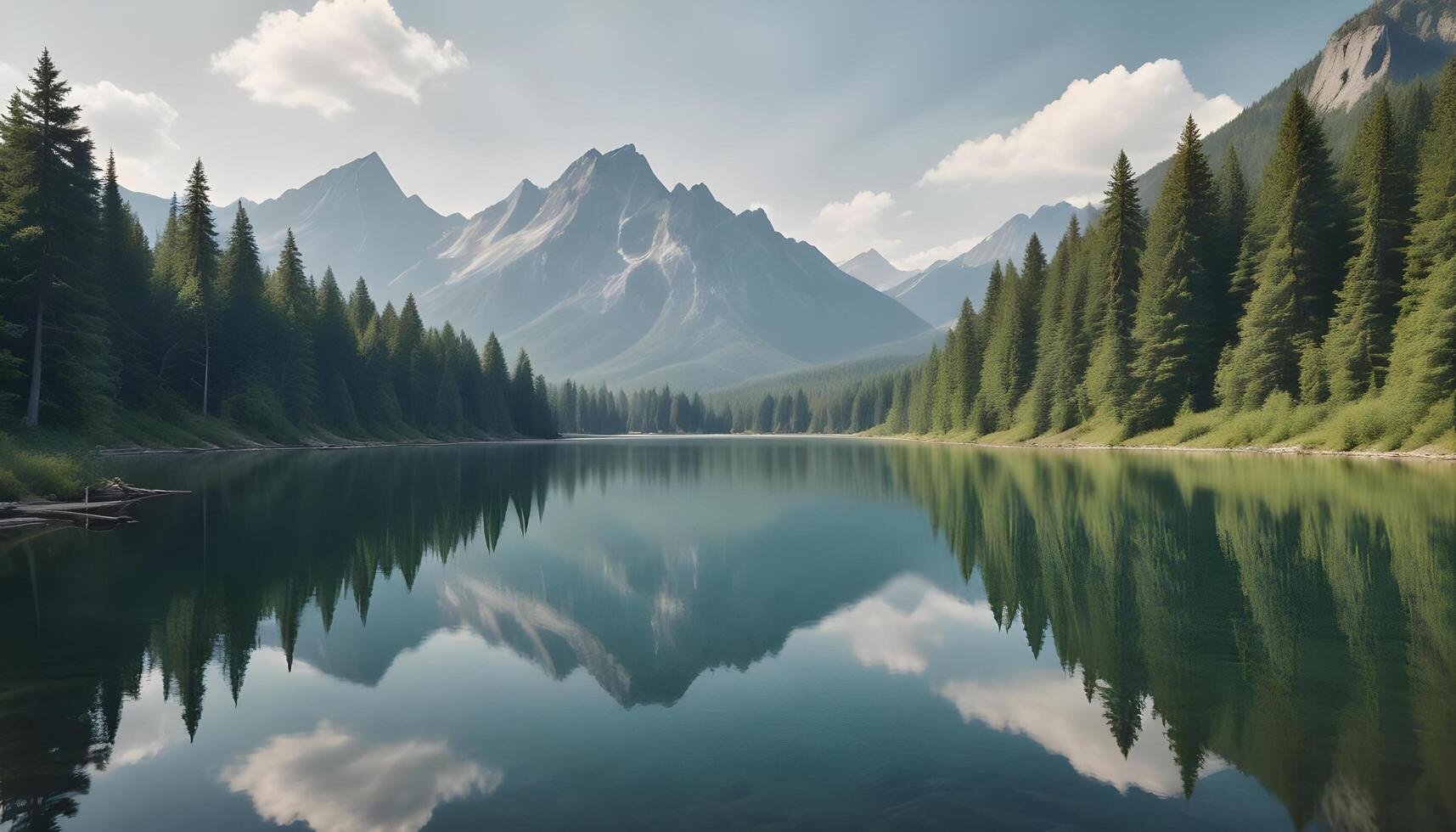 Dreamy Natural Scenery with Crystal Waters and Towering Cliffs photo