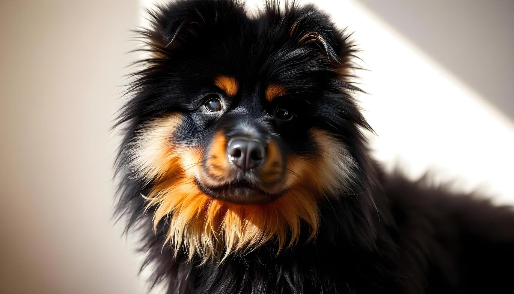 Focused Finnish Lapphund with Black Tan Coat and Calm Expression photo