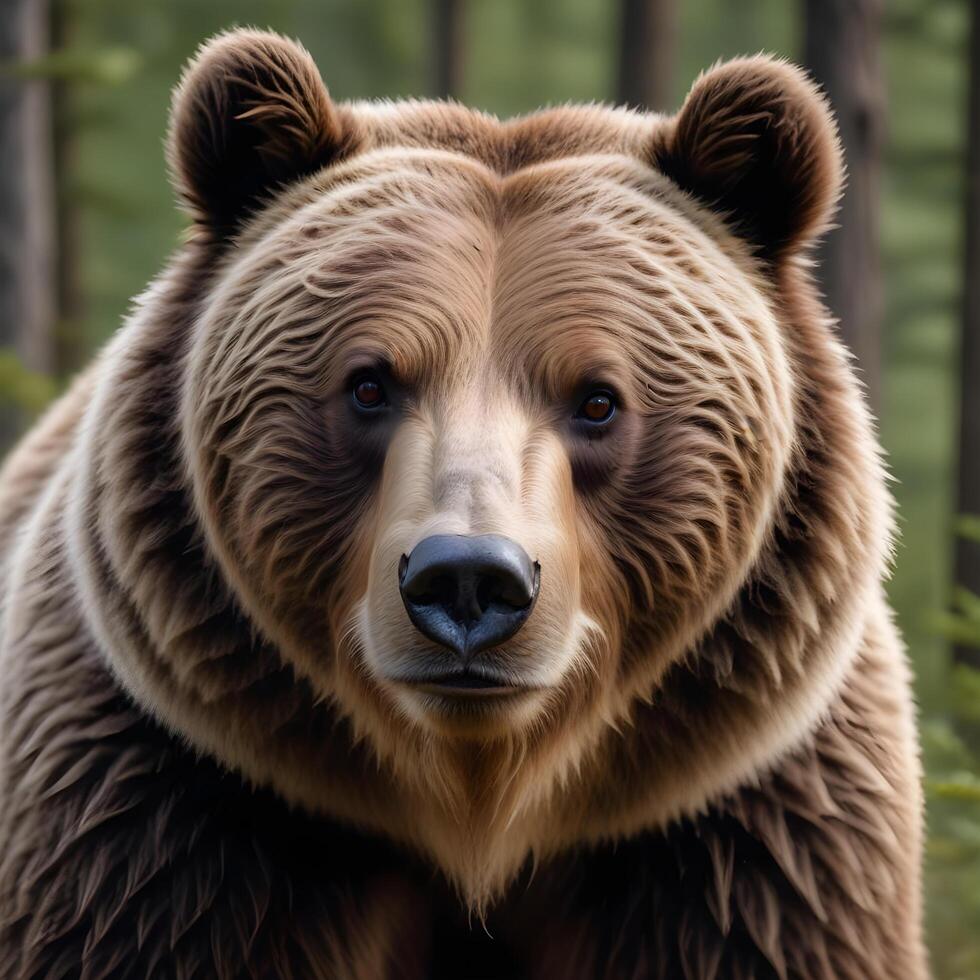 Close Up of a Male Grizzly Bear with Focused Eyes and Thick Fur photo