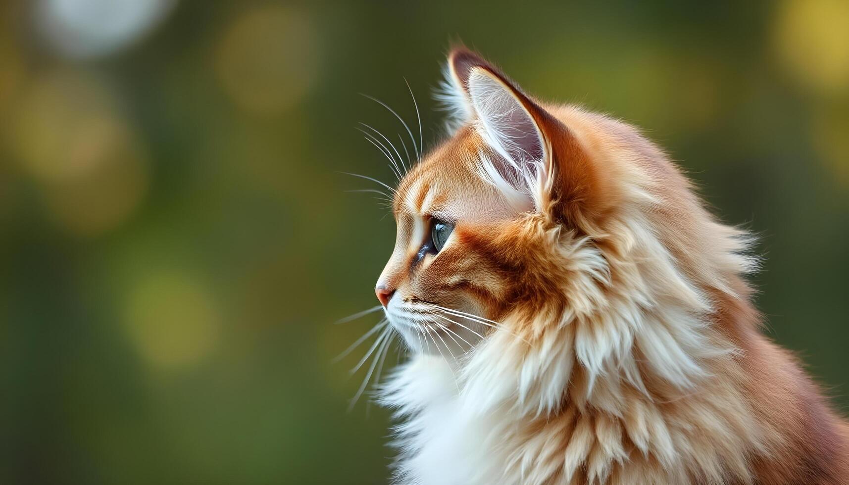 Side profile of a Maine cat with thick fur, focused gaze, and soft natural lighting photo