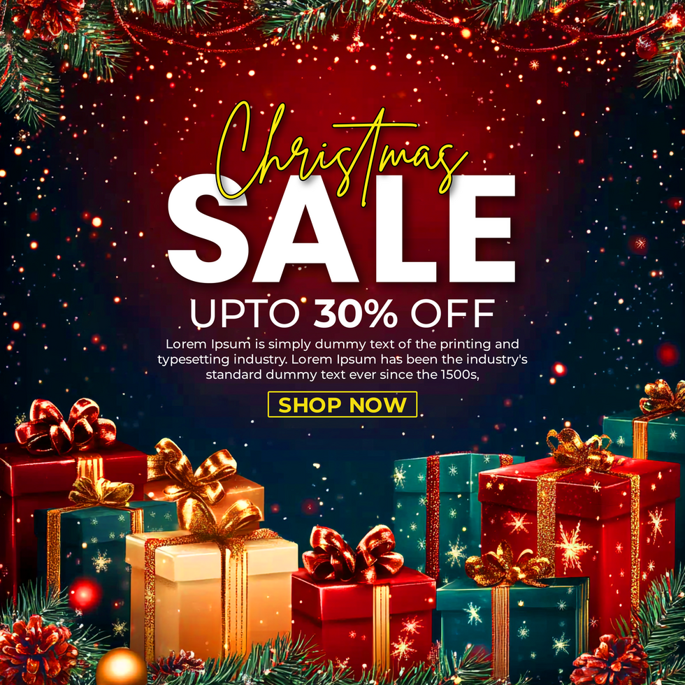 Classic Christmas Greetings with New Year Post psd