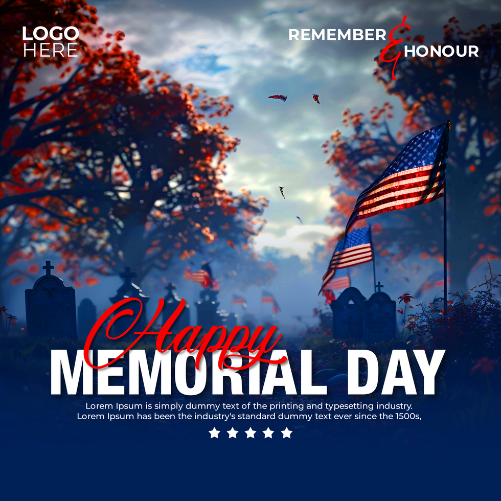 Respect and Honor Memorial Day Social Media Template psd